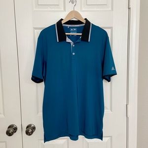 Adidas Climacool Color Pop Teal Blue Golf Polo Shirt Sz L